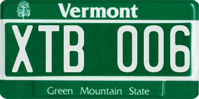 VT license plate XTB006