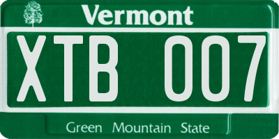 VT license plate XTB007