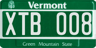 VT license plate XTB008