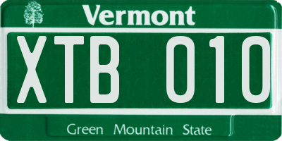 VT license plate XTB010