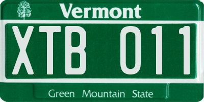 VT license plate XTB011