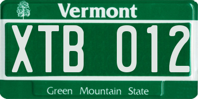 VT license plate XTB012