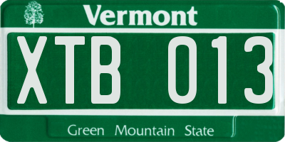 VT license plate XTB013