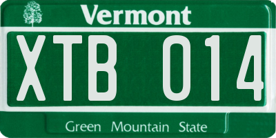 VT license plate XTB014