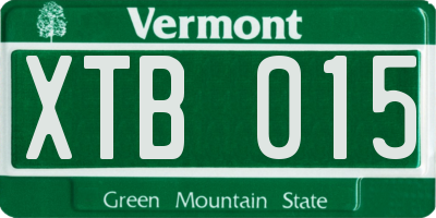 VT license plate XTB015