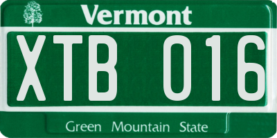 VT license plate XTB016