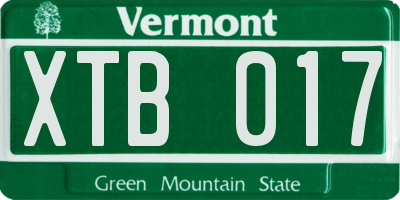 VT license plate XTB017