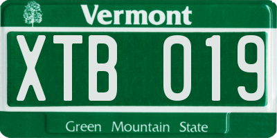VT license plate XTB019