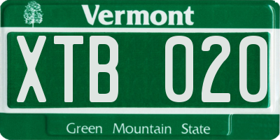 VT license plate XTB020