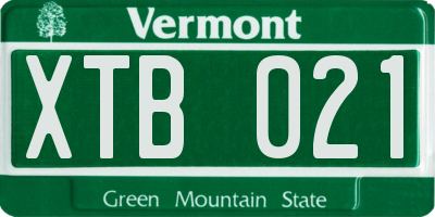 VT license plate XTB021