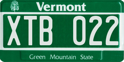 VT license plate XTB022