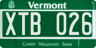 VT license plate XTB026