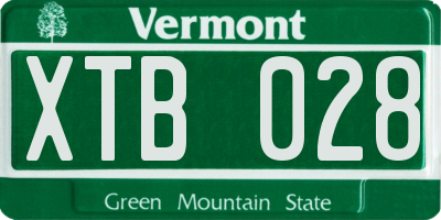VT license plate XTB028