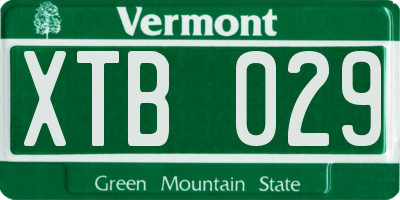 VT license plate XTB029