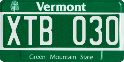 VT license plate XTB030