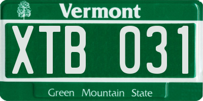 VT license plate XTB031