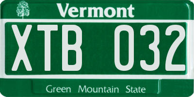 VT license plate XTB032