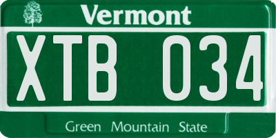 VT license plate XTB034