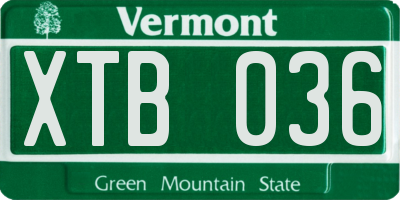 VT license plate XTB036