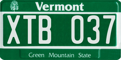 VT license plate XTB037