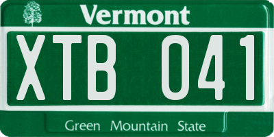 VT license plate XTB041