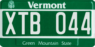 VT license plate XTB044
