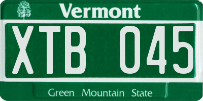 VT license plate XTB045