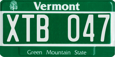 VT license plate XTB047