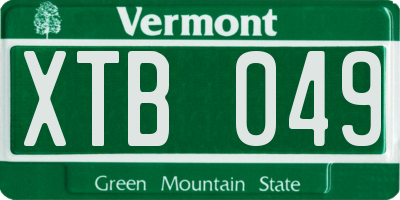 VT license plate XTB049