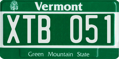 VT license plate XTB051