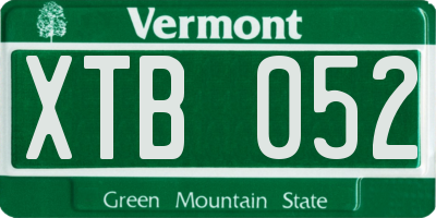 VT license plate XTB052