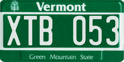 VT license plate XTB053