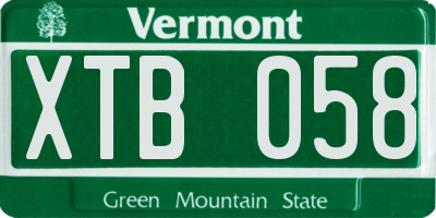 VT license plate XTB058