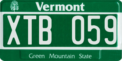 VT license plate XTB059