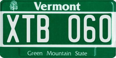 VT license plate XTB060