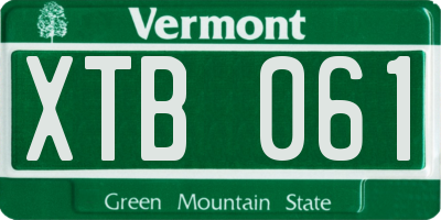 VT license plate XTB061