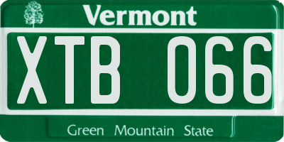 VT license plate XTB066
