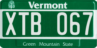 VT license plate XTB067