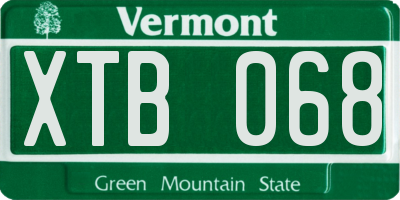 VT license plate XTB068