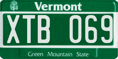 VT license plate XTB069