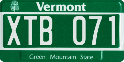 VT license plate XTB071