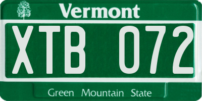 VT license plate XTB072