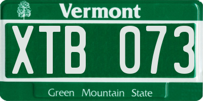 VT license plate XTB073