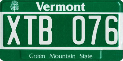 VT license plate XTB076