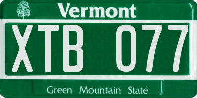 VT license plate XTB077