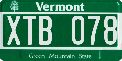 VT license plate XTB078