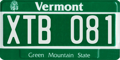 VT license plate XTB081