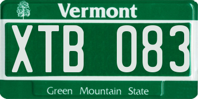 VT license plate XTB083