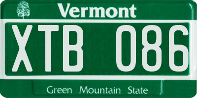 VT license plate XTB086