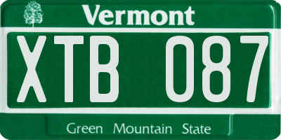 VT license plate XTB087